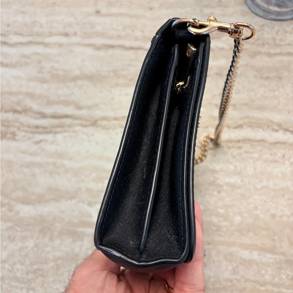 Tory Burch Emerson Black Saffiano Leather Bag with Gold Chain Strap - Picture 6 of 12